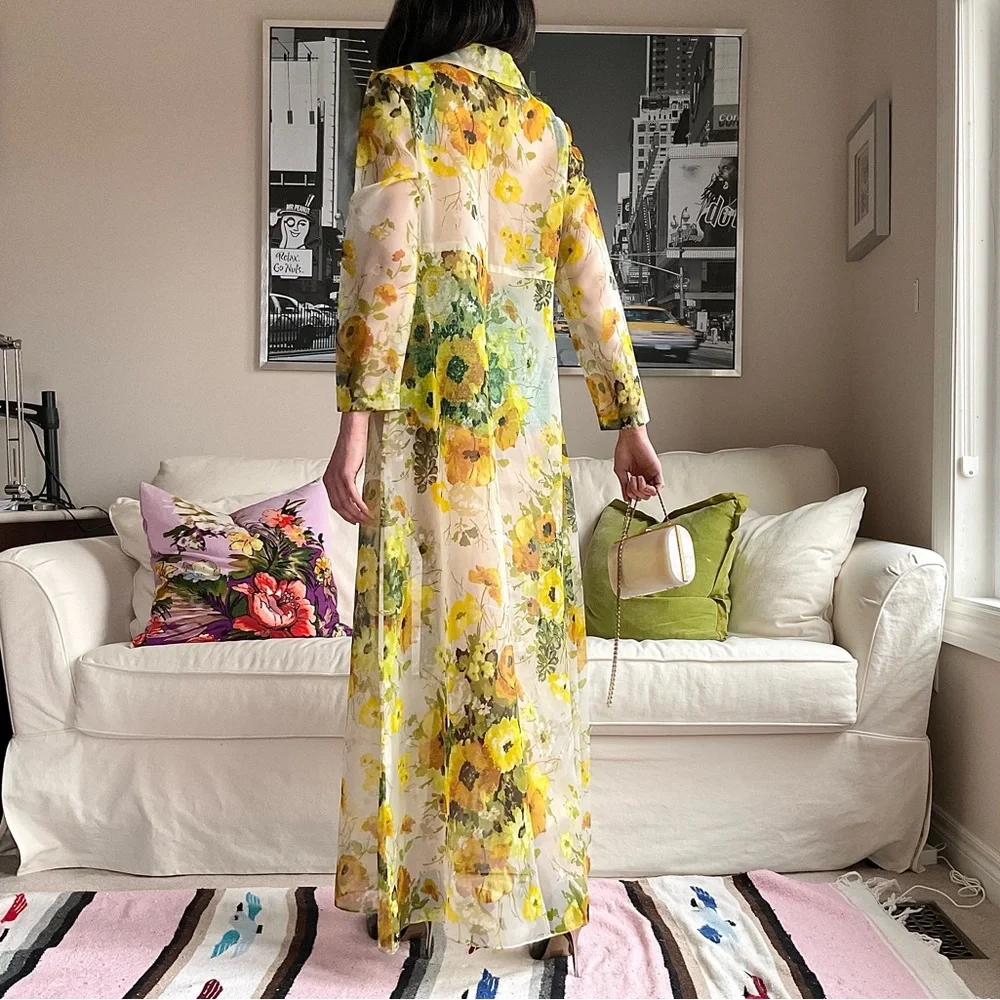 Vintage sheer floral maxi layering jacket - Picture 3 of 16